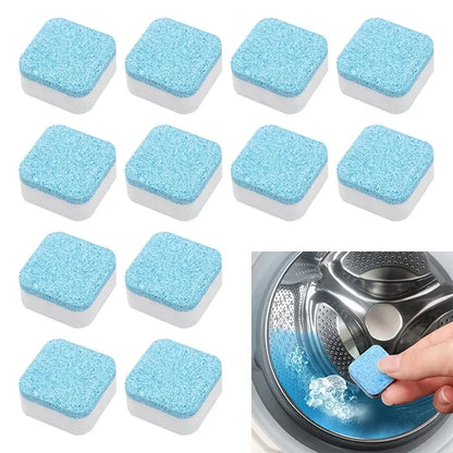 12 PCS Powerful Effervescent Washing Machine Cleaner Tablets - Deep Clean, Remove Odors & Grime for Fresher Laundry
