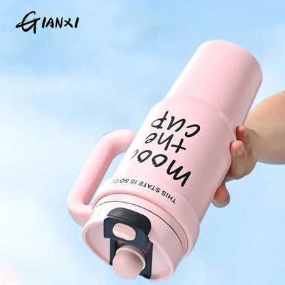 Mood The Cup Insulated Water Bottle, 900 ml, Stainless Steel Tumbler with Handle and Lid & Straw, Double Insulated Cup 100% Leak Proof for Office & Gym