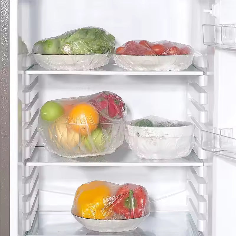 100-piece Reusable Disposable Food Cover Plastic Wrap Durable Elastic Food Lids for Bowls Elastic Plate Covers For Kitchen