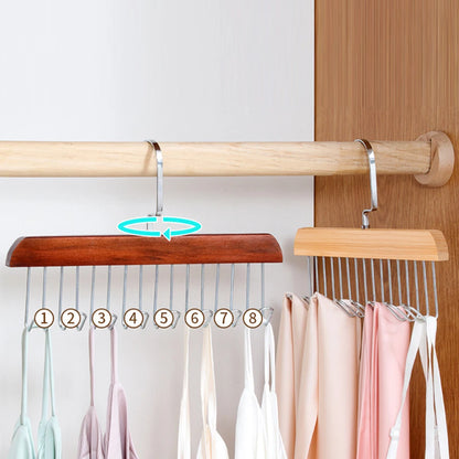 Solid Wood 8-Hook Wall Hanger: Space-Saving Organizer for Belts, Hats, Scarves & Underwear**