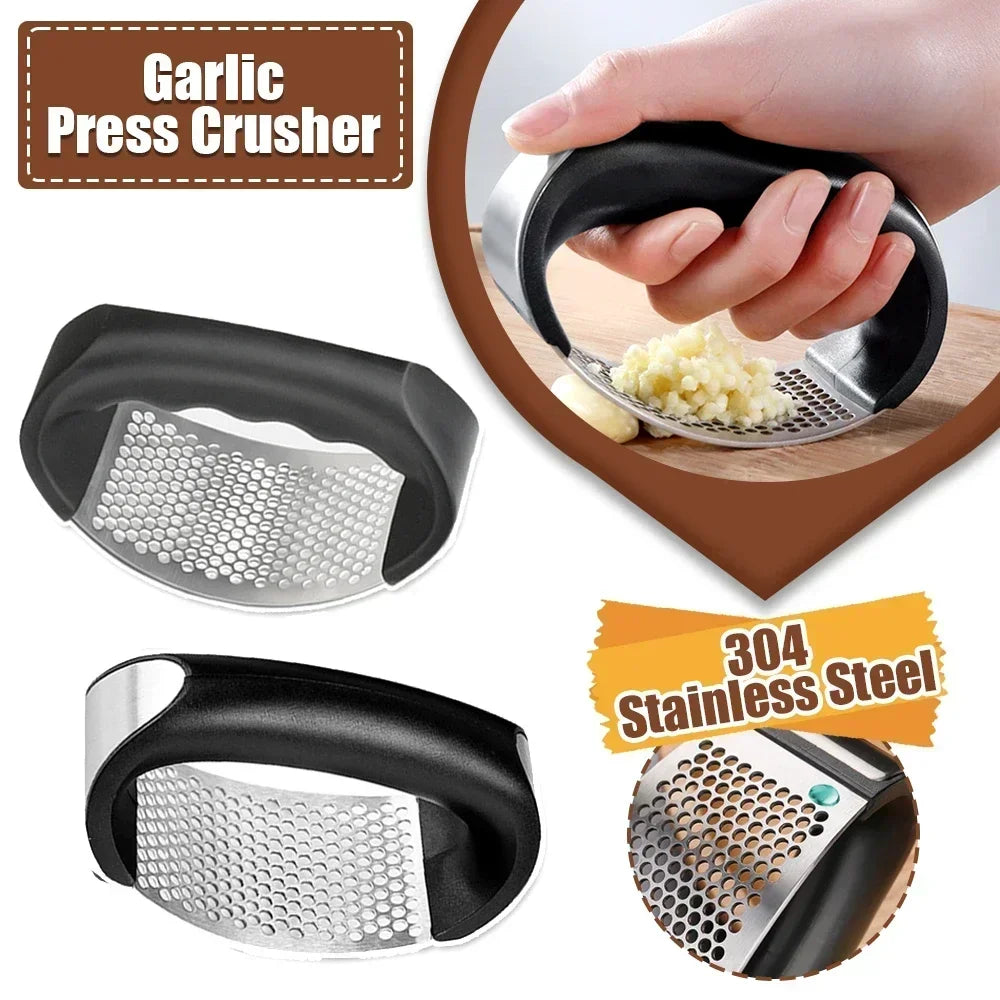 Premium Stainless Steel Garlic Press Gadget - Effortless Mincing & Chopping