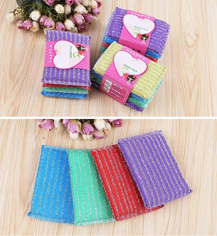 4pcs Double Sided Dishwashing Sponge