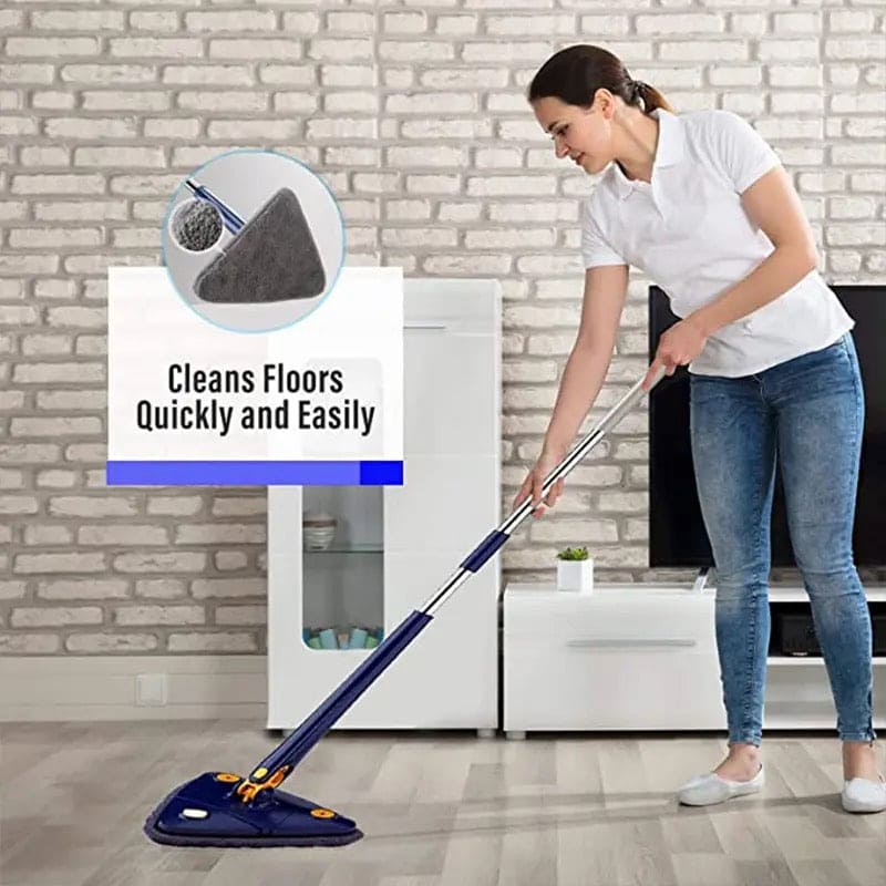 Triangle Extendable Cleaning Mop, 360° Rotatable Squeeze Mop, Multipurpose Cleaning Brush, Floor Window Cleaning Squeegee Mop, Mop Cleaner for Kitchen Toilet, Automatic Wringer Mop, Adjustable Telescopic Mop