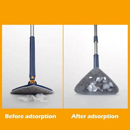 Triangle Extendable Cleaning Mop, 360° Rotatable Squeeze Mop, Multipurpose Cleaning Brush, Floor Window Cleaning Squeegee Mop, Mop Cleaner for Kitchen Toilet, Automatic Wringer Mop, Adjustable Telescopic Mop