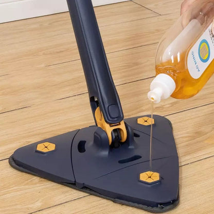 Triangle Extendable Cleaning Mop, 360° Rotatable Squeeze Mop, Multipurpose Cleaning Brush, Floor Window Cleaning Squeegee Mop, Mop Cleaner for Kitchen Toilet, Automatic Wringer Mop, Adjustable Telescopic Mop