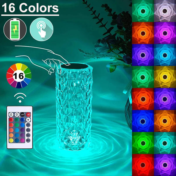 16 Color LED Rose Lamp with Remote - Touch Control & USB Rechargeable
