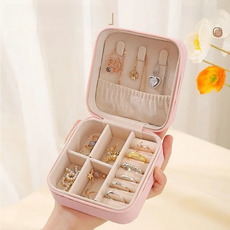 Leather Jewelry Organizer Case: Portable Storage Box for Travel & Daily Use