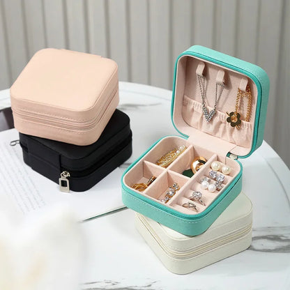 Leather Jewelry Organizer Case: Portable Storage Box for Travel & Daily Use