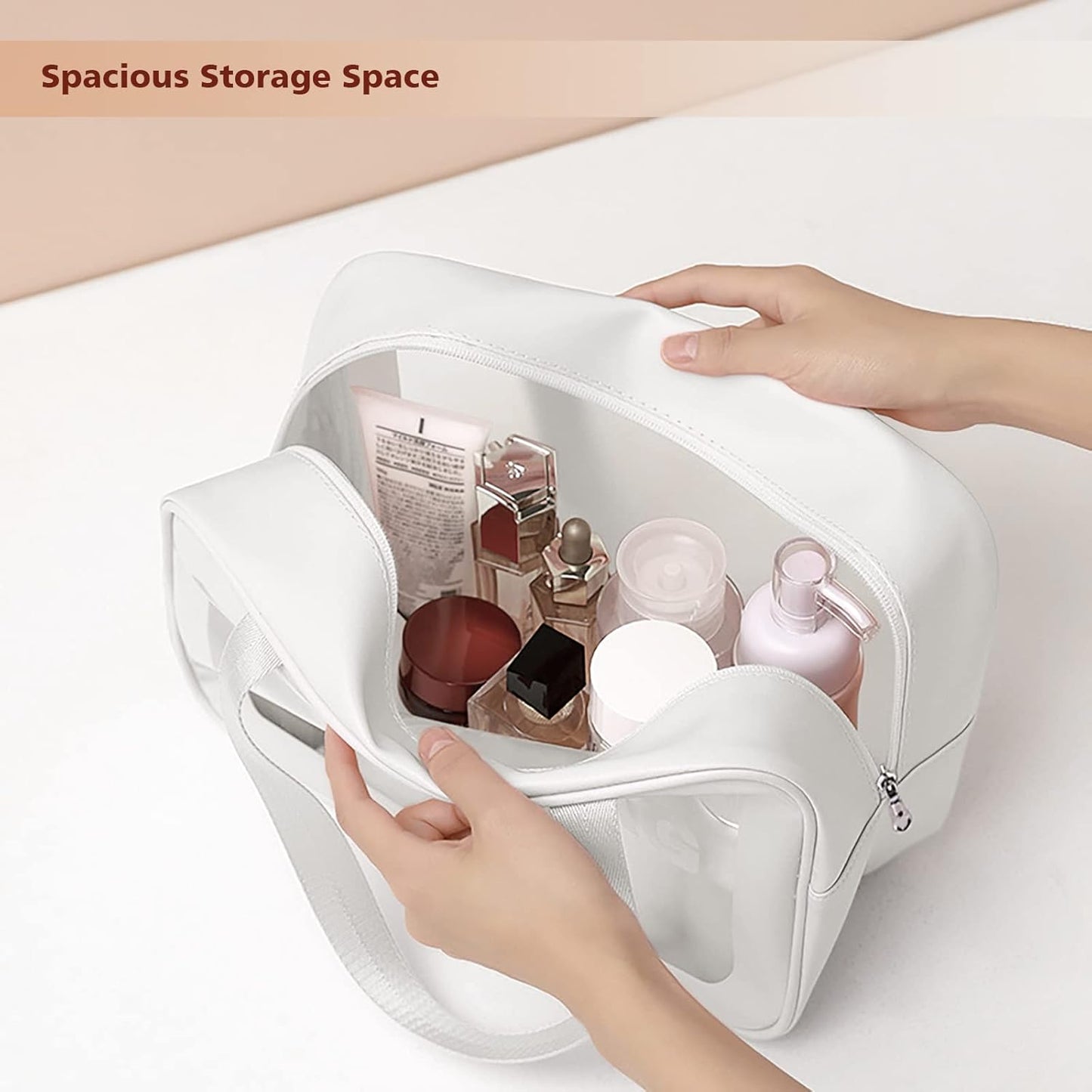 3PCS Clear Toiletry Bags, Wash Bag, Clear PU Makeup Bag Cosmetic Bag