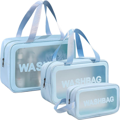 3PCS Clear Toiletry Bags, Wash Bag, Clear PU Makeup Bag Cosmetic Bag