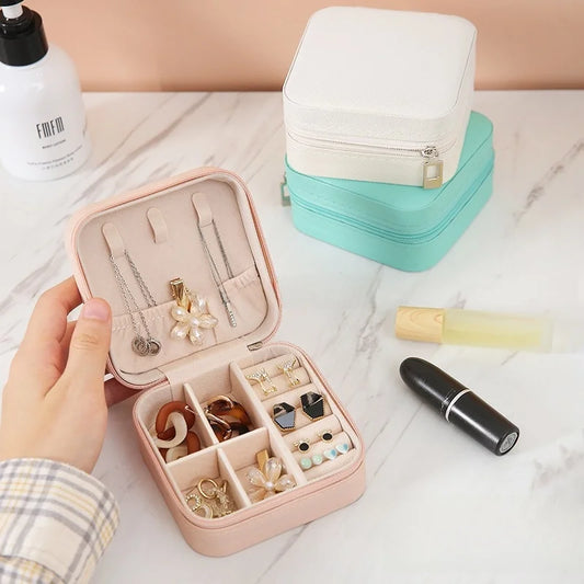 Leather Jewelry Organizer Case: Portable Storage Box for Travel & Daily Use