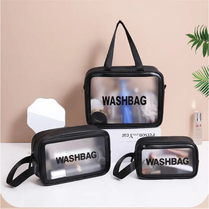 3PCS Clear Toiletry Bags, Wash Bag, Clear PU Makeup Bag Cosmetic Bag