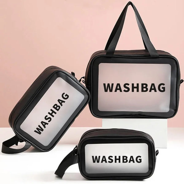 3PCS Clear Toiletry Bags, Wash Bag, Clear PU Makeup Bag Cosmetic Bag
