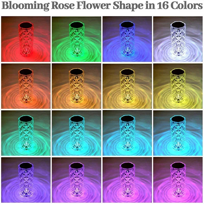 16 Color LED Rose Lamp with Remote - Touch Control & USB Rechargeable