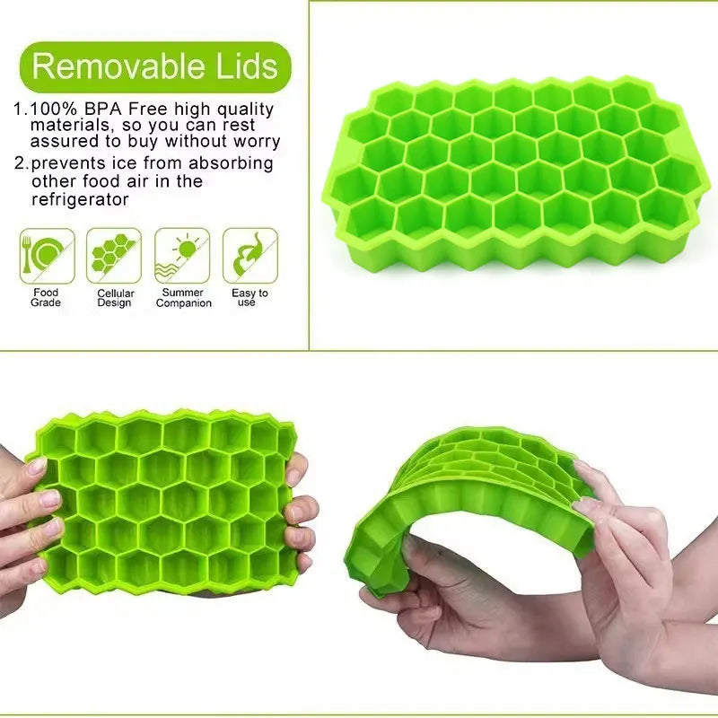 37 Slots Honeycomb Desigen Silicone Ice Cubes Tray