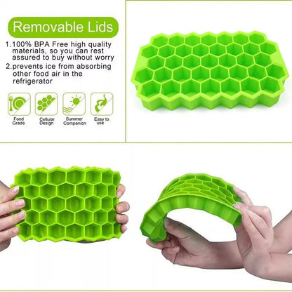 37 Slots Honeycomb Desigen Silicone Ice Cubes Tray