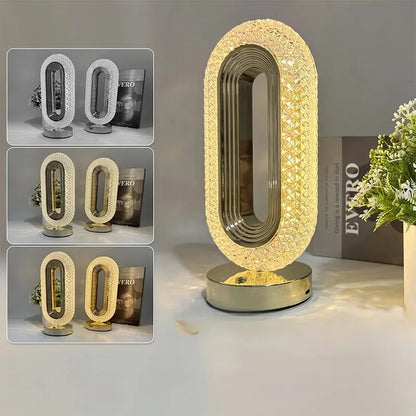 USB Rechargeable Crystal LED Table Lamp with Touch Switch & Bedside Night Light