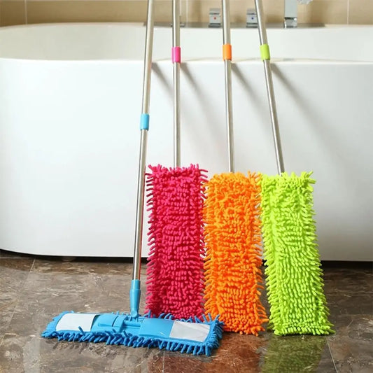 Effortless Extendable Microfiber Flat Mop for Lazy Cleaning on Tiles & Hardwood