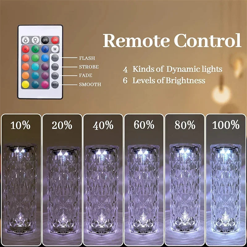 16 Color LED Rose Lamp with Remote - Touch Control & USB Rechargeable