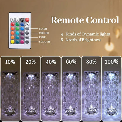 16 Color LED Rose Lamp with Remote - Touch Control & USB Rechargeable