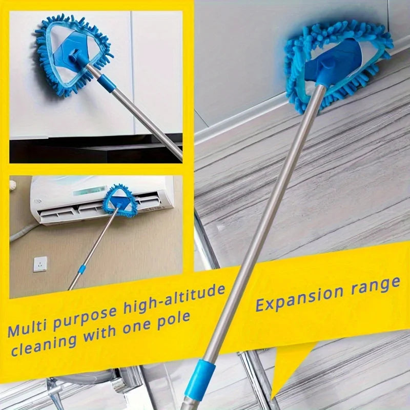 Extendable Triangle Mop Retractable 360° Swivel Telescopic Mop for Wet & Dry Home Cleaning