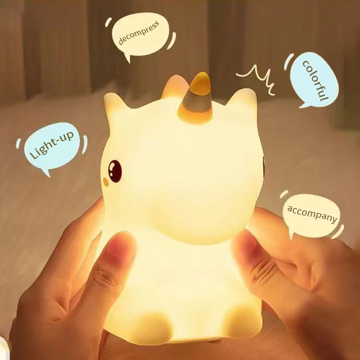 Adorable Unicorn  Night Light for Kids - USB Rechargeable & Touch Control
