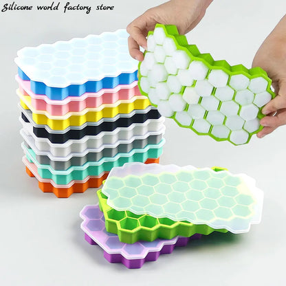 37 Slots Honeycomb Desigen Silicone Ice Cubes Tray