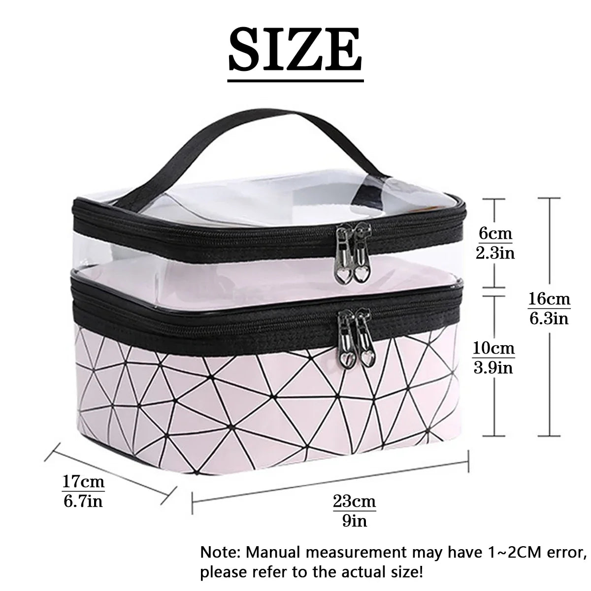 Double Layer Transparent Travel Cosmetic Bag for Organized Skincare & Toiletry Storage