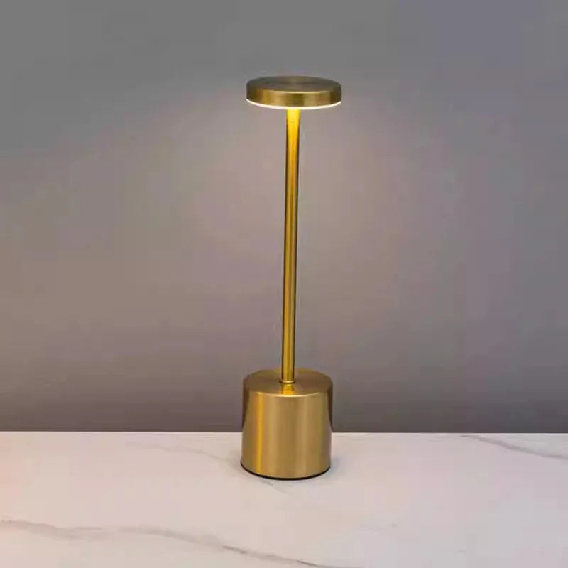Rechargeable Touch Table Lamp - 3 Color LED Night Light Metal Body Retro Style