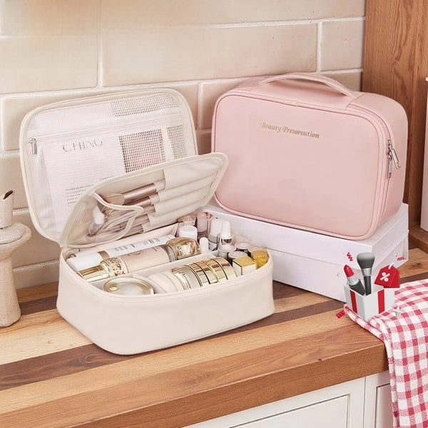 Luxury PU Leather Large Capacity Makeup Bag The Perfect Travel Cosmetic Organizer