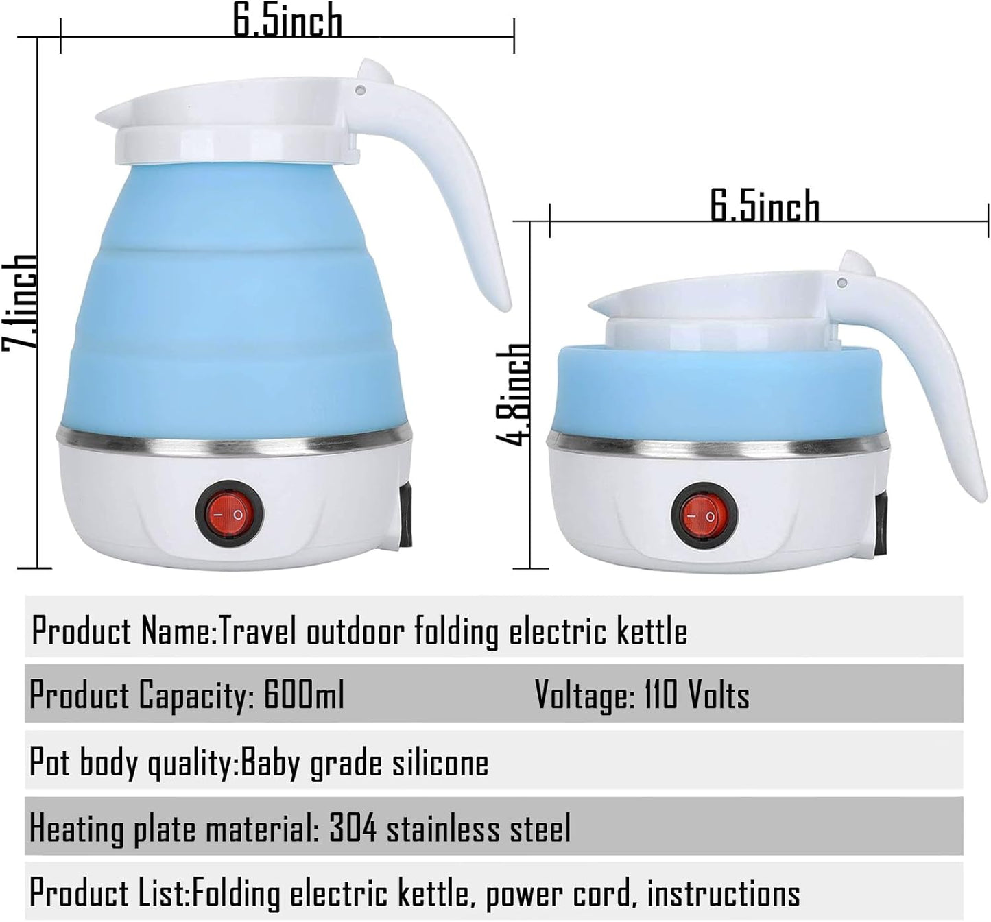 Portable Travel Kettle Compact 600ml Boiler for Home & Adventures