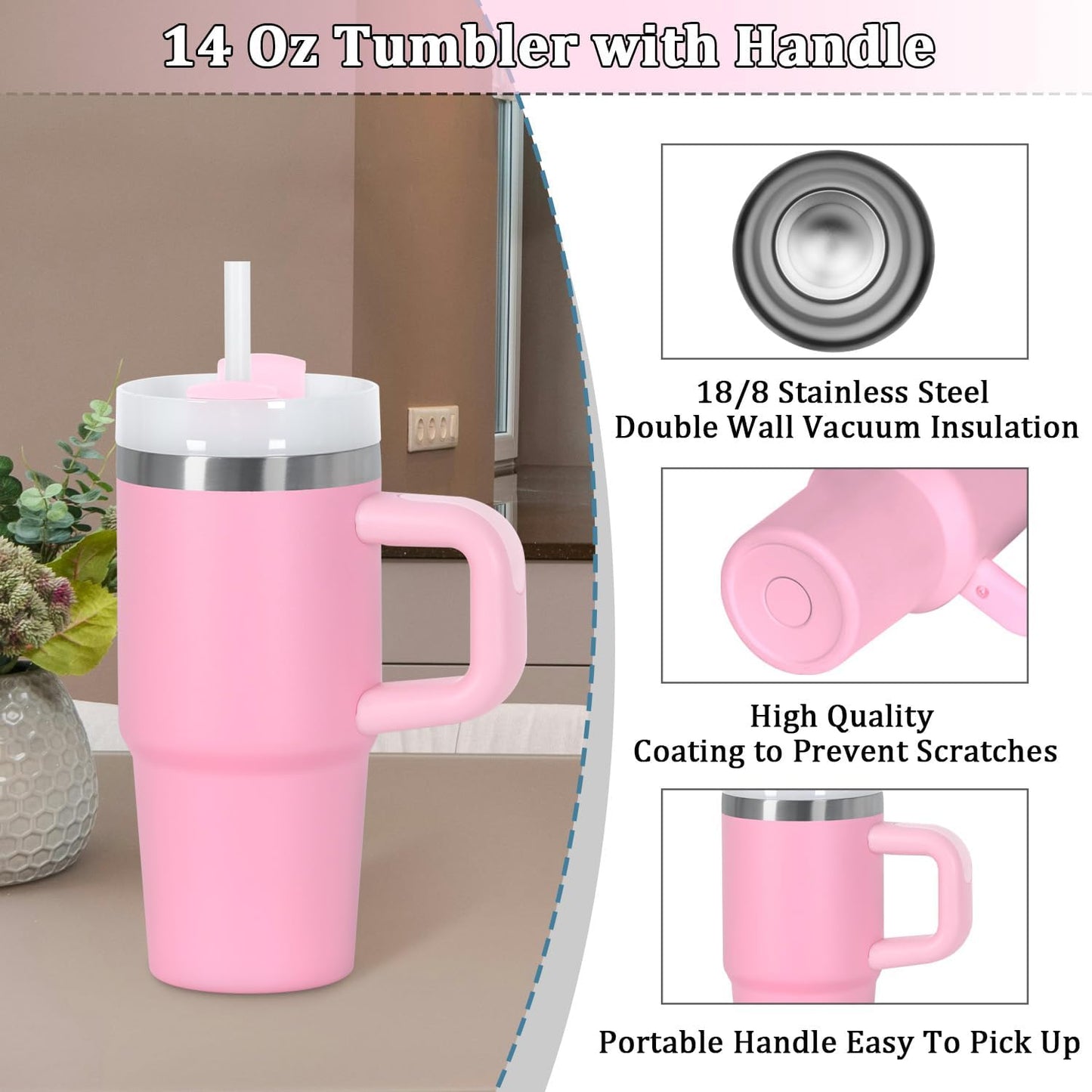 Kids Tumbler 14oz/420ML Thermal Cup with Handle – Perfect for School, Home & Travel