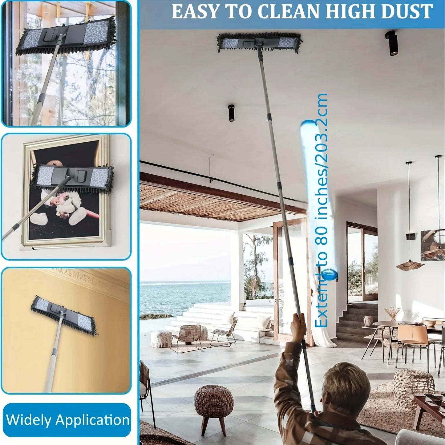 Effortless Extendable Microfiber Flat Mop for Lazy Cleaning on Tiles & Hardwood