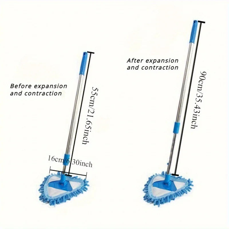 Extendable Triangle Mop Retractable 360° Swivel Telescopic Mop for Wet & Dry Home Cleaning