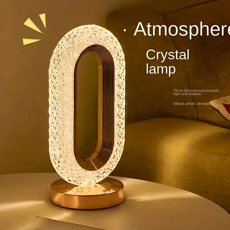 USB Rechargeable Crystal LED Table Lamp with Touch Switch & Bedside Night Light