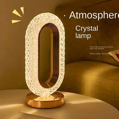 USB Rechargeable Crystal LED Table Lamp with Touch Switch & Bedside Night Light
