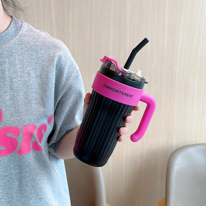 860ML Leak-Proof Stainless Steel Tumbler with Steel Straw for Hot & Cold Drinks