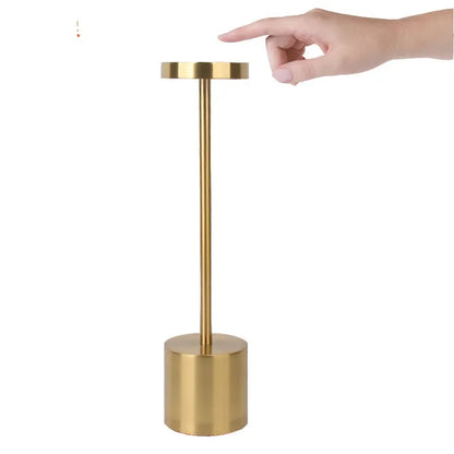 Rechargeable Touch Table Lamp - 3 Color LED Night Light Metal Body Retro Style