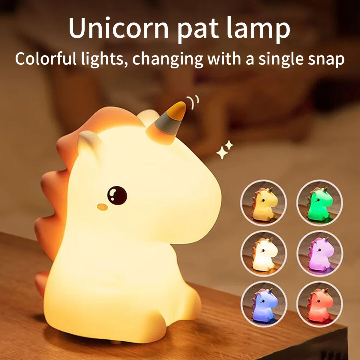 Adorable Unicorn  Night Light for Kids - USB Rechargeable & Touch Control