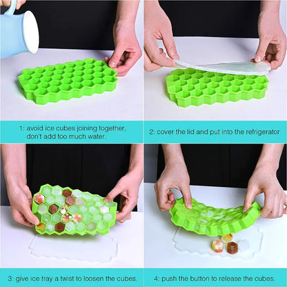 37 Slots Honeycomb Desigen Silicone Ice Cubes Tray