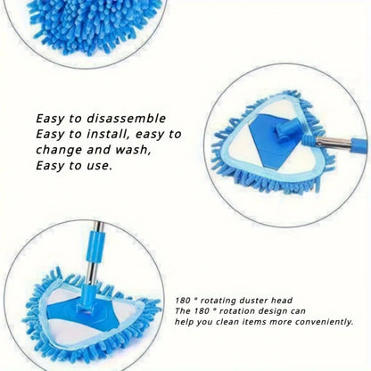 Extendable Triangle Mop Retractable 360° Swivel Telescopic Mop for Wet & Dry Home Cleaning