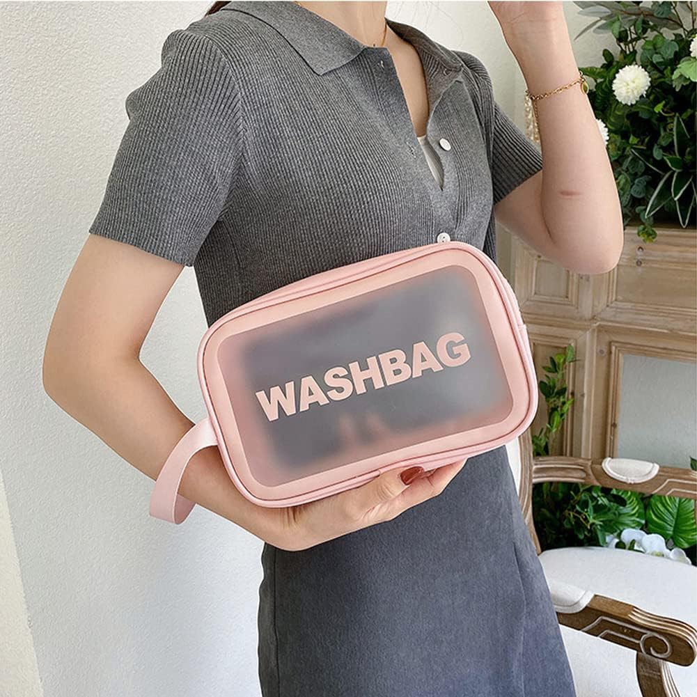 3PCS Clear Toiletry Bags, Wash Bag, Clear PU Makeup Bag Cosmetic Bag
