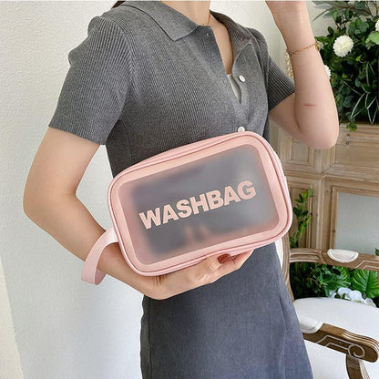 3PCS Clear Toiletry Bags, Wash Bag, Clear PU Makeup Bag Cosmetic Bag