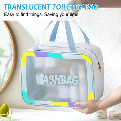3 PEC PU Leather Transparent Waterproof Makeup Bag for Travel Toiletry Organization
