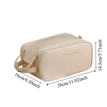 3 Layer Spacious Travel Cosmetic Bag for Women - Large Capacity & Waterproof PU Leather