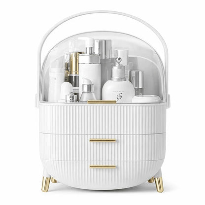 Large Capacity Makeup Organizer – Luxury Dustproof Cosmetic Storage Box with Drawers