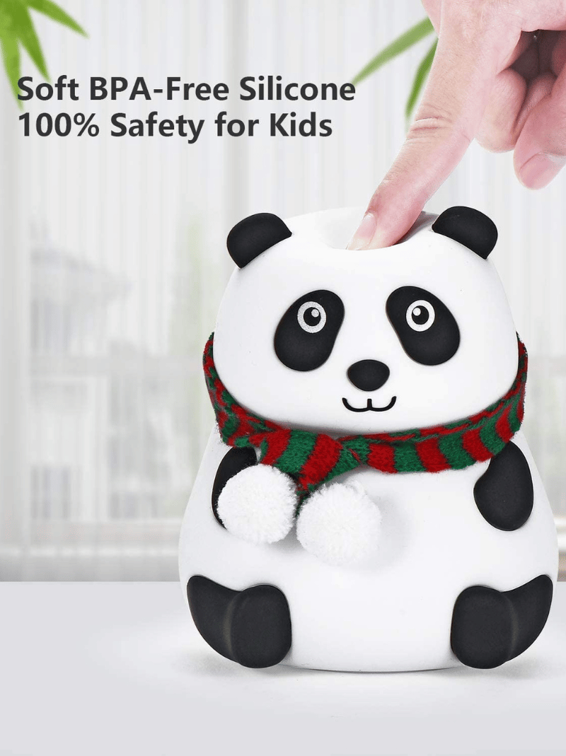 Cute Panda Silicone Night Lamp – USB Rechargeable Soft Touch LED Bedside Light for Kids