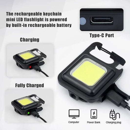 COB LED  Rechargeable Keychain Waterproof Light