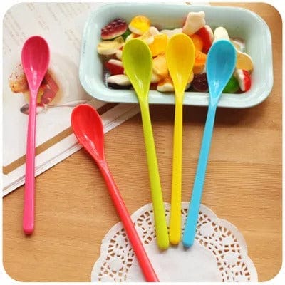 6Pcs Plastic Long Handle Spoons 
Random Colors