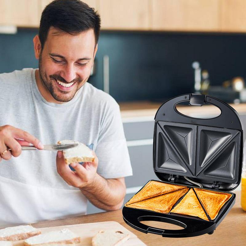 Sandwich Maker With Non-Stick Plates Indoor Grill Kitchen